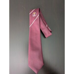 Vintage Christies England Tie Necktie Maroon Bird Crest Logo 56"